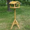 Premium Large Wooden Bird Table with Built In Feeder - Free Standing Bird Feeding Station