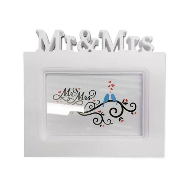 white mr and mrs wedding anniversary photo frame