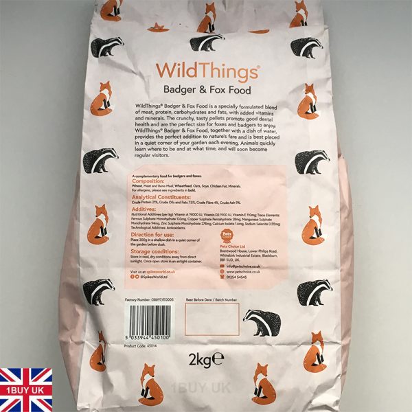 WildThings Badger & Fox Food 2Kg Feed - Back