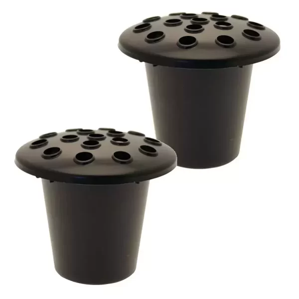 BLACK Set of 2 Memorial Grave Vases & Lids For Fresh & Artificial Flowers Pot