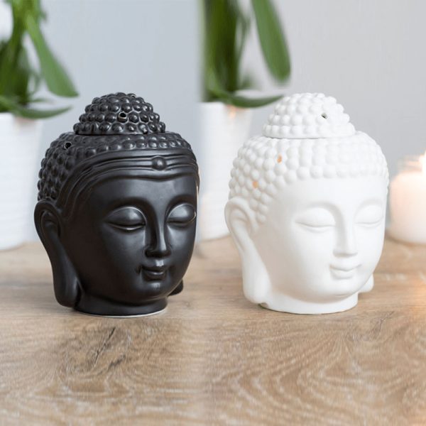 Black or White Buddha Head Wax Melting Ceramic Oil Burner Candle Holder Ceramic Aroma Diffuser Decoration