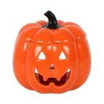 Halloween Pumpkin Wax Melting Ceramic Oil Burner Candle Holder Ceramic Aroma Diffuser Decoration Orange